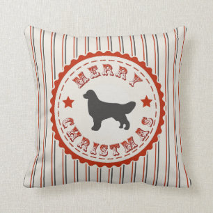 Retro Merry Christmas Golden Retriever Dog Cushion