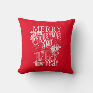 Retro Merry Christmas & Happy New Year Cushion