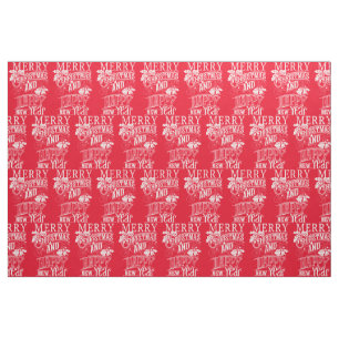 Retro Merry Christmas & Happy New Year Fabric