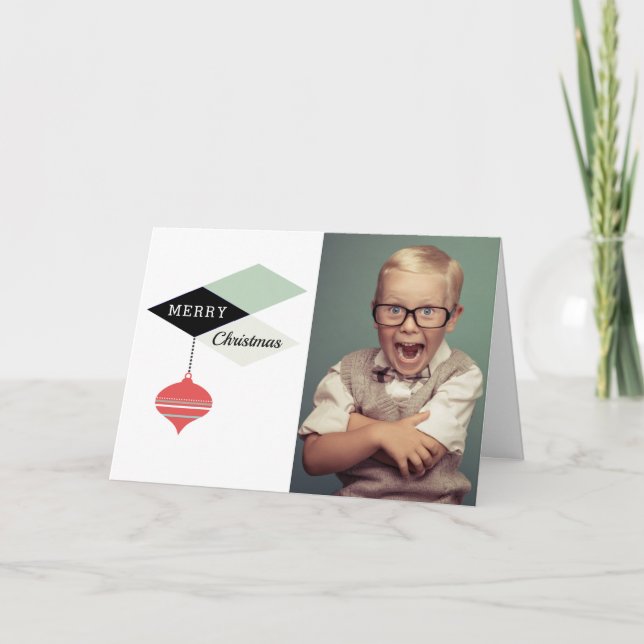 Retro Merry Christmas Holiday Photo Card (Front)