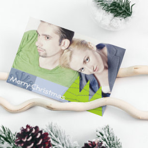 Retro Merry Christmas Lime Trees - Holiday Card