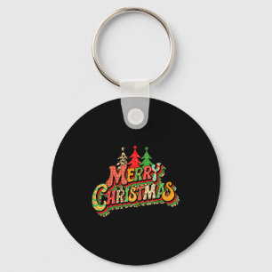 Retro Merry Christmas Matching Family Xmas Holiday Key Ring