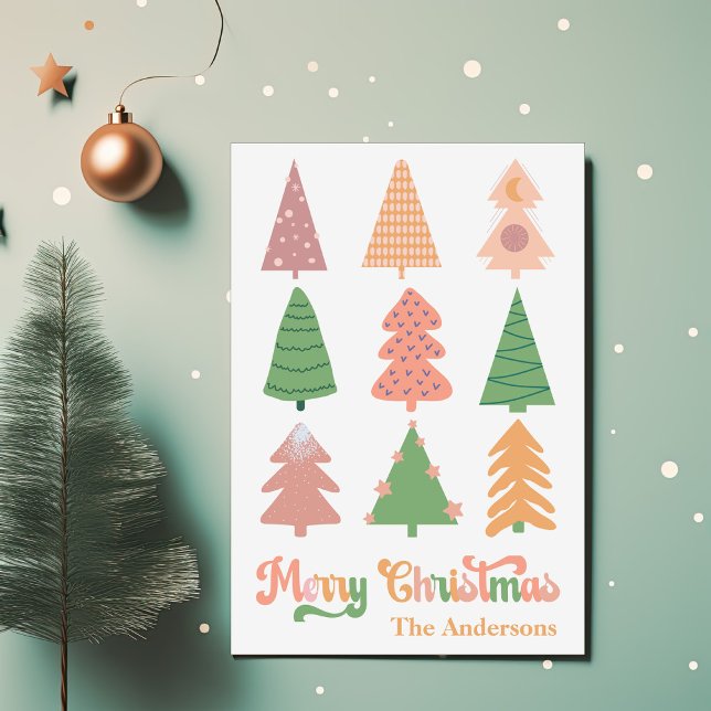 Retro Merry Christmas One Photo Holiday Card (Creator Uploaded)