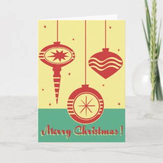 Retro Merry Christmas Ornaments Card