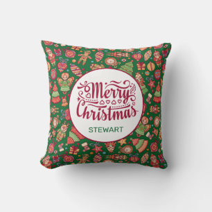 Retro Merry Christmas Personalised Cushion