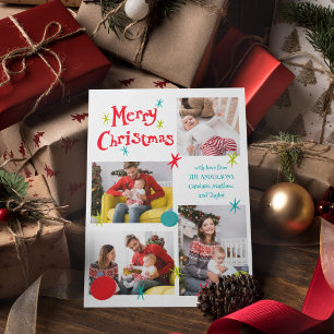 Retro Merry Christmas Photo Collage Invitation