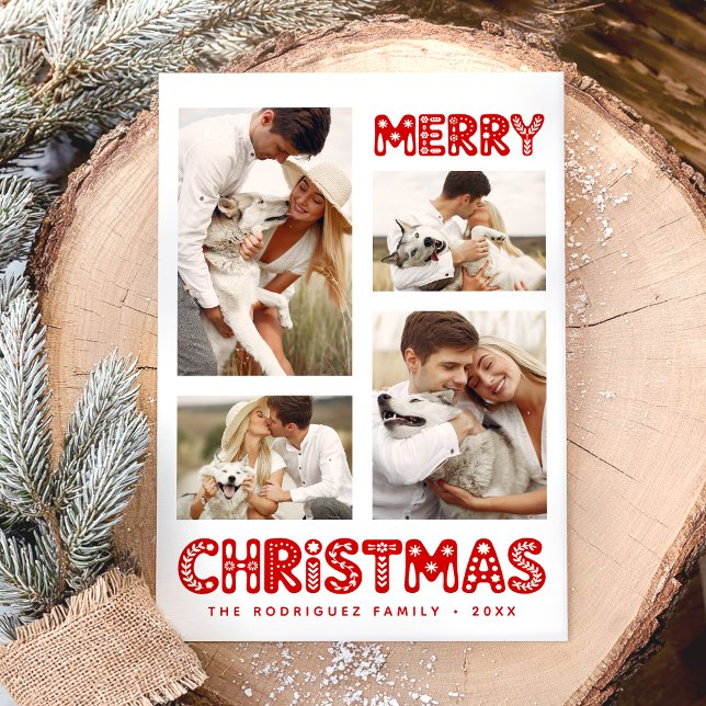 Retro Merry Christmas Photo Holiday Card (Creator Uploaded)