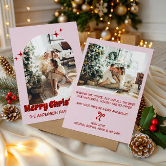 Retro Merry Christmas Photo Holiday Card