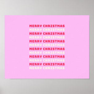 Retro Merry Christmas Pink Holiday Decor Preppy