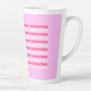 Retro Merry Christmas Pink Holiday Decor Preppy Latte Mug
