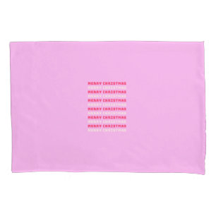 Retro Merry Christmas Pink Holiday Decor Preppy Pillowcase