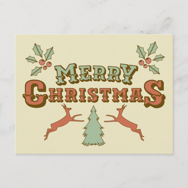 Retro Merry Christmas Postcard (Front)
