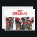 Retro Merry Christmas Red  Holiday Card<br><div class="desc">This Retro Merry Christmas Red Holiday Card pairs bold vintage lettering with a clean 3-photo collage, creating a modern, chic way to showcase your favourite moments. Festive and simple, the bright red design adds nostalgic charm while keeping the focus on your photos. Easily customisable—add your family name, year, and a...</div>