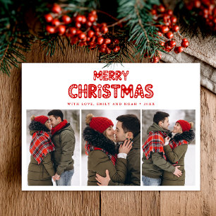 Retro Merry Christmas Red Holiday Card