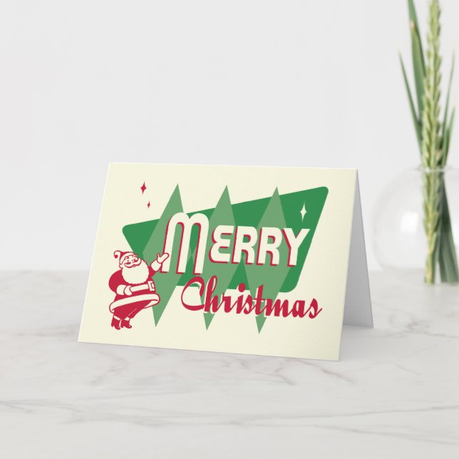 Retro Merry Christmas Santa Card (Front)