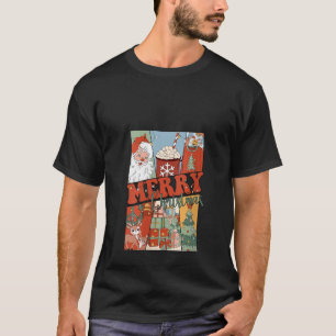 Retro Merry Christmas Santa Claus Reindeer Ugly Sw T-Shirt