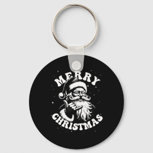 Retro Merry Christmas Santa Shaka Hawaiian Surf Sk Key Ring