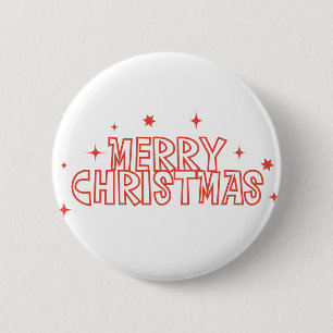 Retro Merry Christmas Typography 6 Cm Round Badge