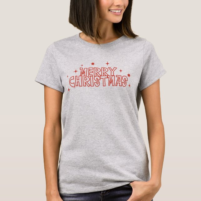 Retro Merry Christmas Typography T-Shirt (Front)
