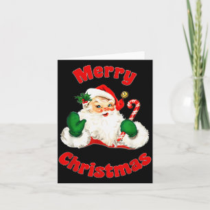 Retro Merry Christmas Vintage Rosy Cheek Santa Tra Card