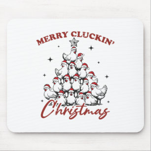 Retro Merry Cluckin Christmas Chicken Tree Farm An Mouse Pad