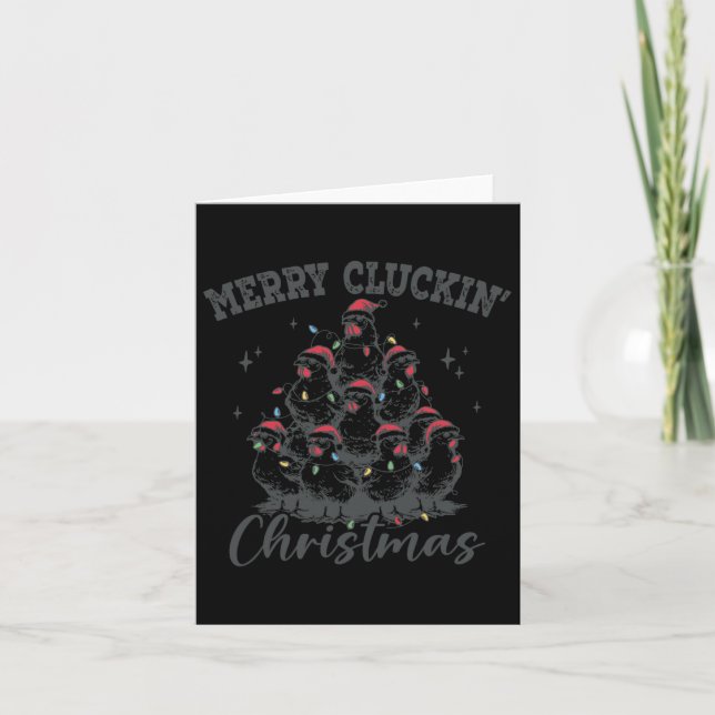 Retro Merry Cluckin Christmas Funny Chicken Santa  Card (Front)