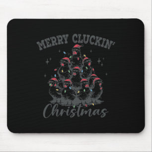 Retro Merry Cluckin Christmas Funny Chicken Santa Mouse Pad