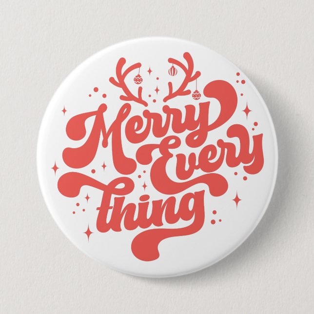 Retro Merry Everything Merry Christmas  7.5 Cm Round Badge (Front)