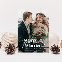 Retro Merry & Married Photo Overlay Text