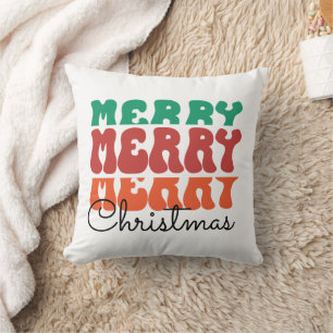 Retro Merry Merry Christmas  Cushion