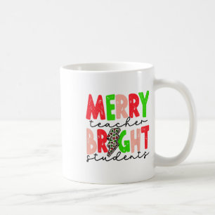 Retro Merry Teacher Bright Students Fun Christmas Coffee Mug