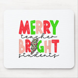 Retro Merry Teacher Bright Students Fun Christmas  Mouse Pad