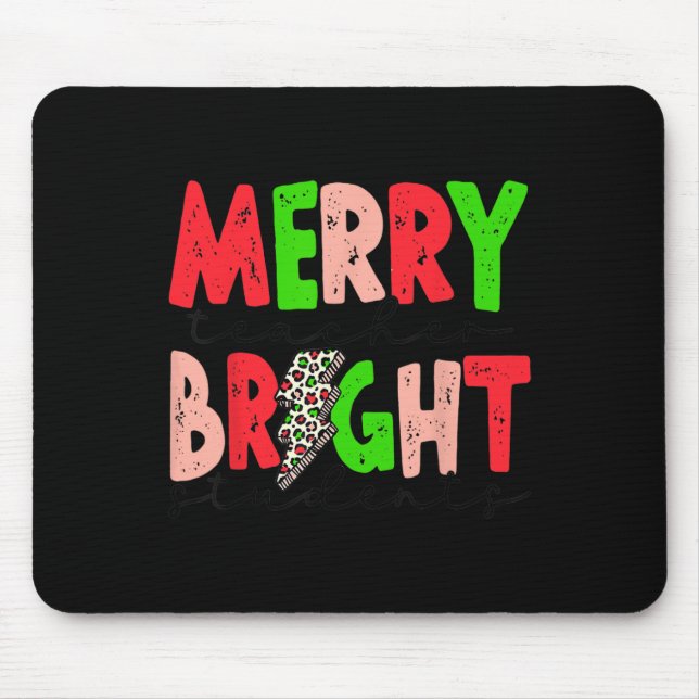 Retro Merry Teacher Bright Students Fun Christmas  Mouse Pad (Front)