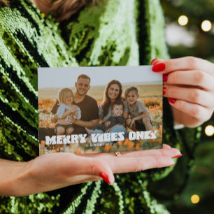 Retro Merry Vibes Only Holiday Christmas Card