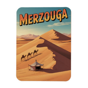 Retro Merzouga sahara camel ride morocco travel Magnet