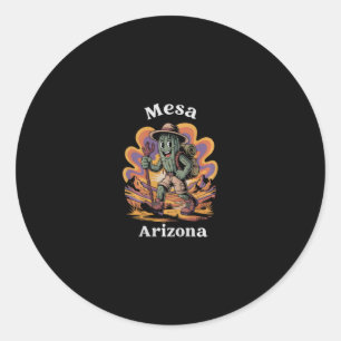 Retro Mesa Arizona Hiking Trail Adventure Cactus P Classic Round Sticker