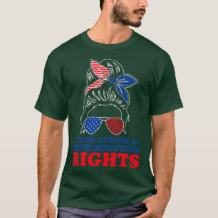 Retro Messy Bun Pro Choice Stars Stripes Reproduct T-Shirt