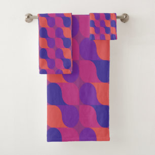 Retro Metaballs Abstract Geometric Pattern Bath Towel Set