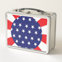 Retro Metal Lunchbox With Stars and Stripes