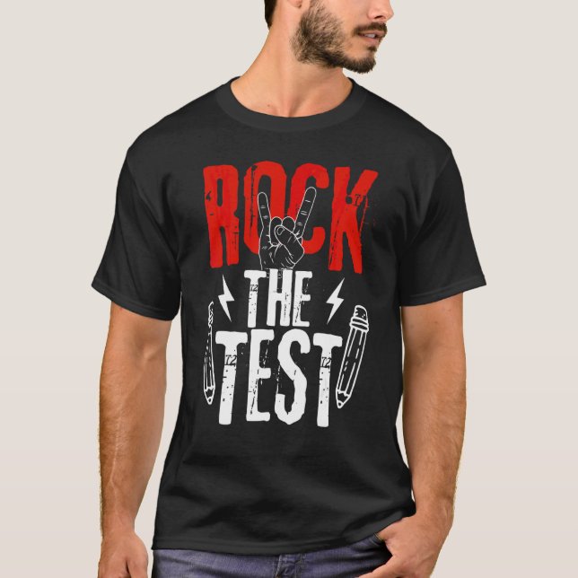 Retro Metal Rock The Test Day  Hand Sign Exam Test T-Shirt (Front)