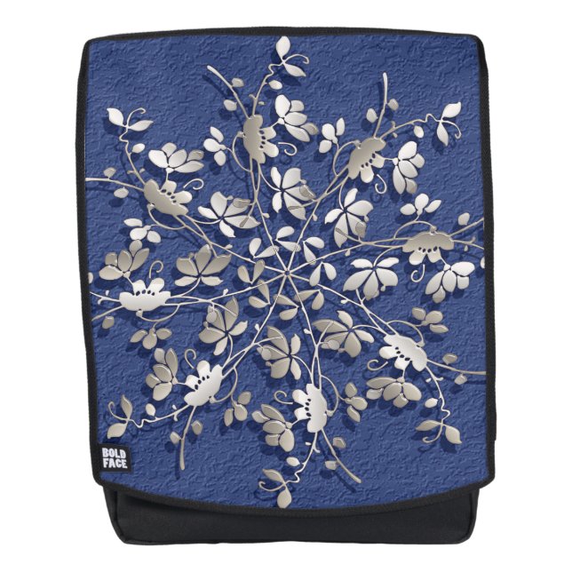 Retro Metallic Mandala on grunge background Backpack (Front)