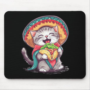 Retro mexican cat cinco de mayo cat sombrero ponch mouse pad