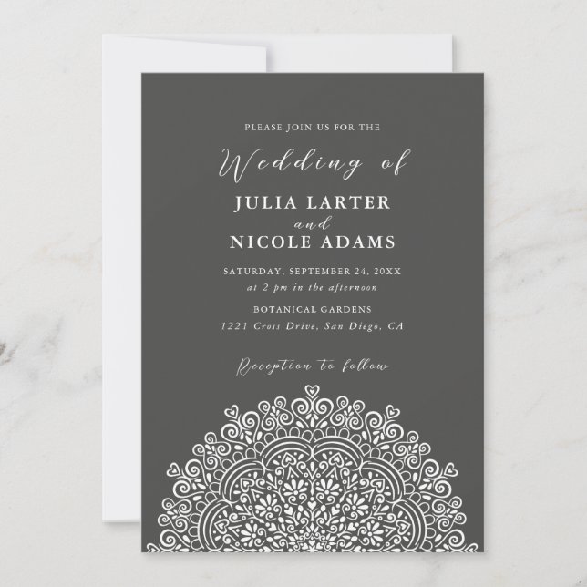 Retro Mexican Terrain Flourishing Mandala Wedding Invitation (Front)