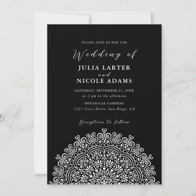 Retro Mexican Terrain Flourishing Mandala Wedding Invitation (Front)
