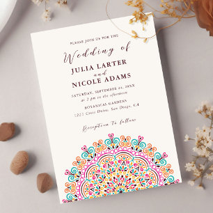 Retro Mexican Terrain Flourishing Mandala Wedding Invitation