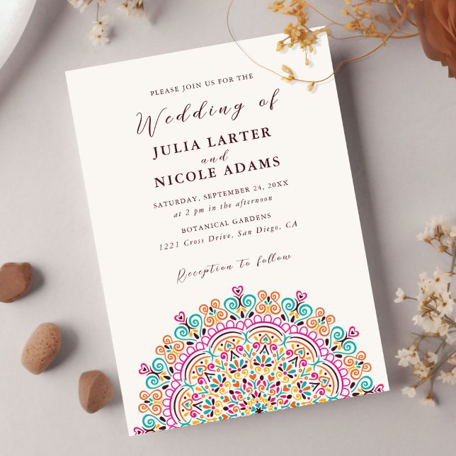 Retro Mexican Terrain Flourishing Mandala Wedding Invitation (Creator Uploaded)