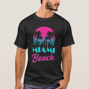 Retro Miami Beach Florida Sunset Palm Tree Vintage T-Shirt