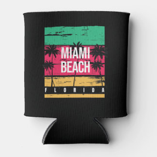 Retro Miami Florida Beach Souvenir Can Cooler