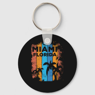 Retro Miami Florida Beach Souvenir Men Women Kids Key Ring