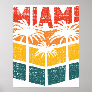 Retro Miami Florida Beach Souvenir Palm Tree 80s Poster